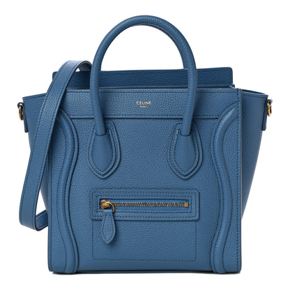 Celine Drummed Calfskin Nano Luggage Azure 1 of 10
