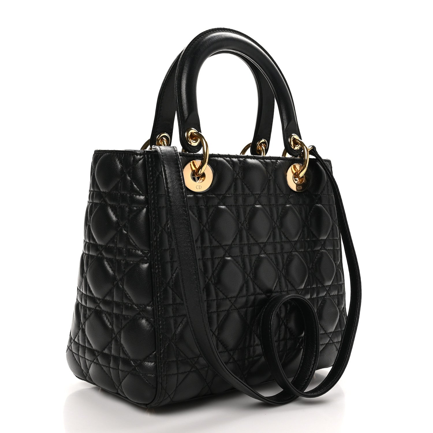 Christian Dior Lambskin Cannage Medium Lady Dior Black 3 of 10