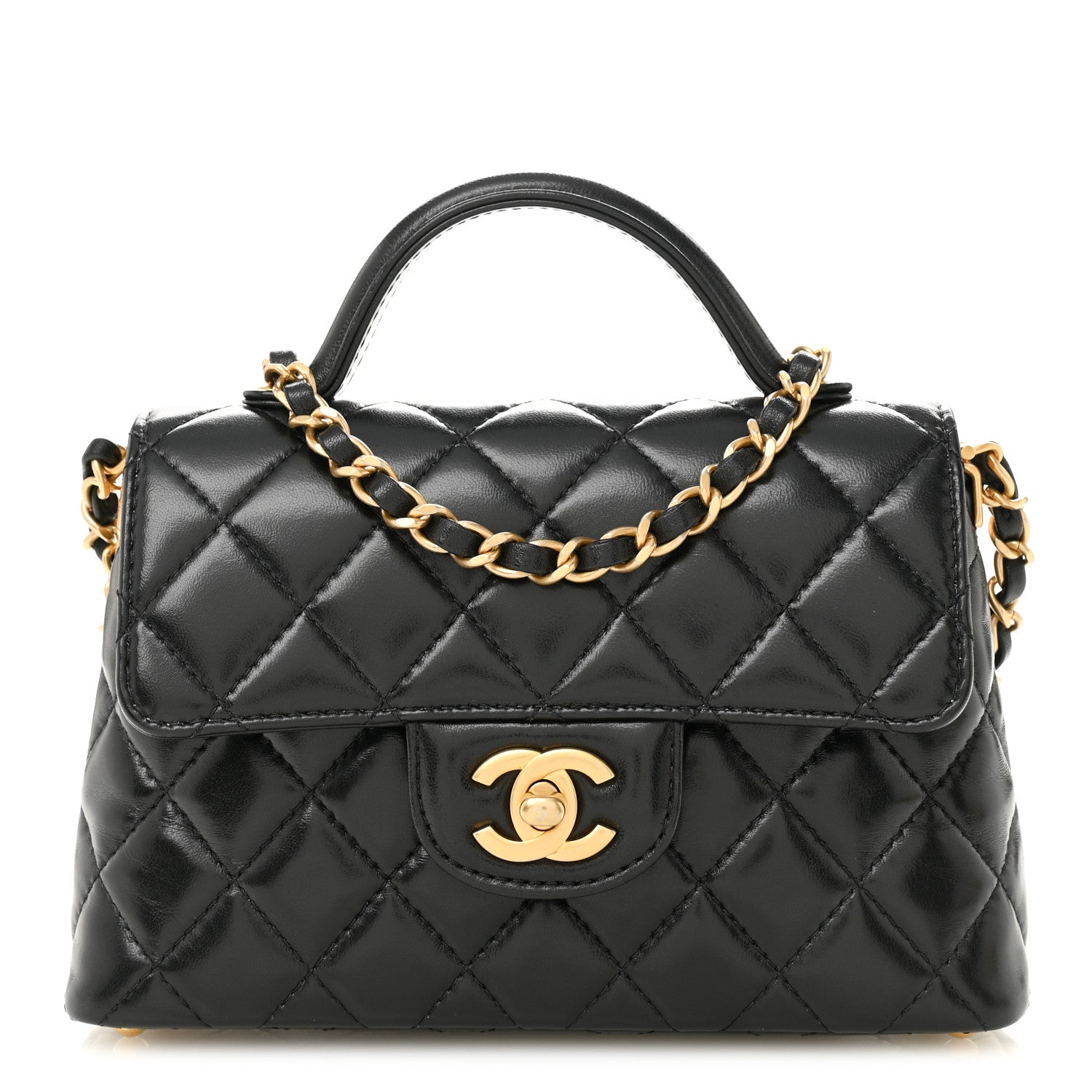 Chanel Lambskin Quilted Small Flap Top Handle Bag Black 1 of 10