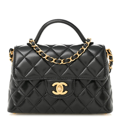 Chanel Lambskin Quilted Small Flap Top Handle Bag Black 1 of 10
