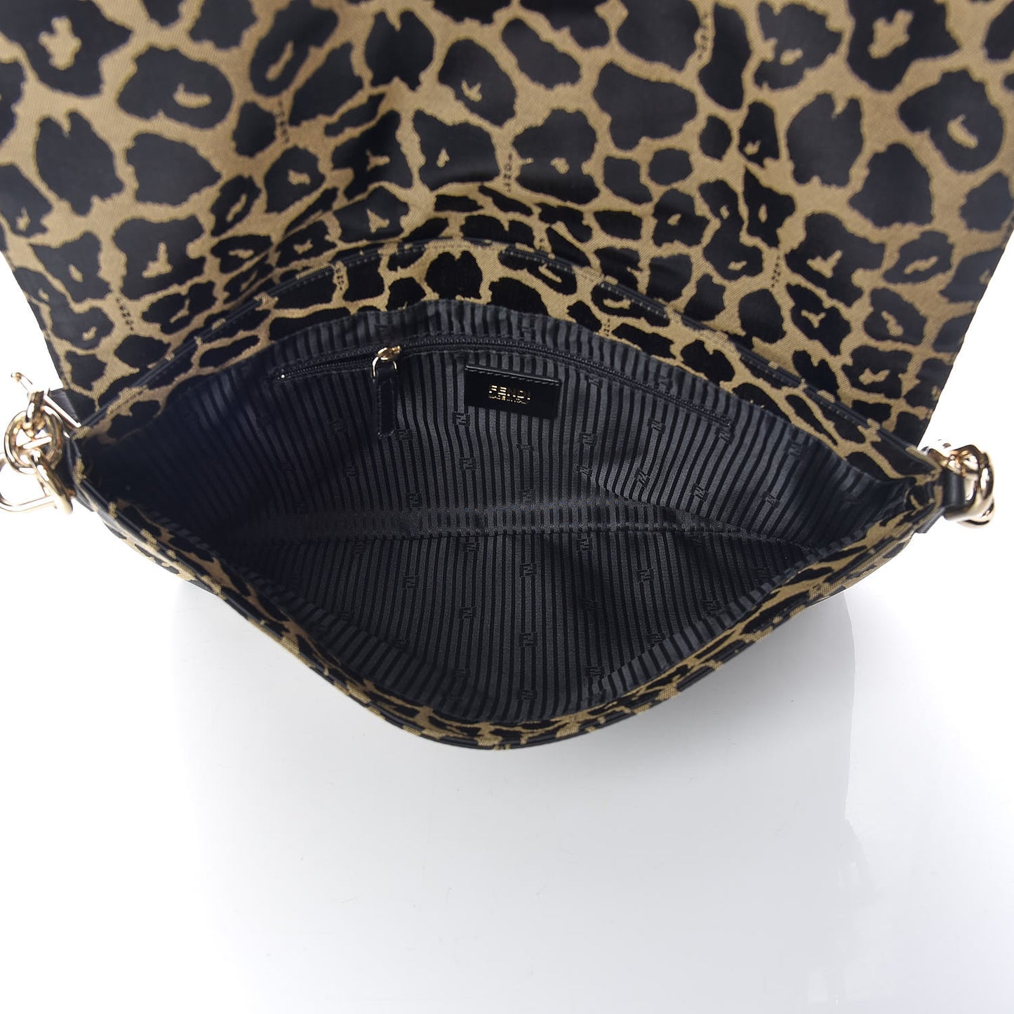 Jacquard Leopard Print Large Mia Shoulder Flap Taupe Black