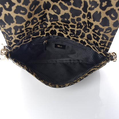 Fendi Jacquard Leopard Print Large Mia Shoulder Flap Taupe Black 7 of 10