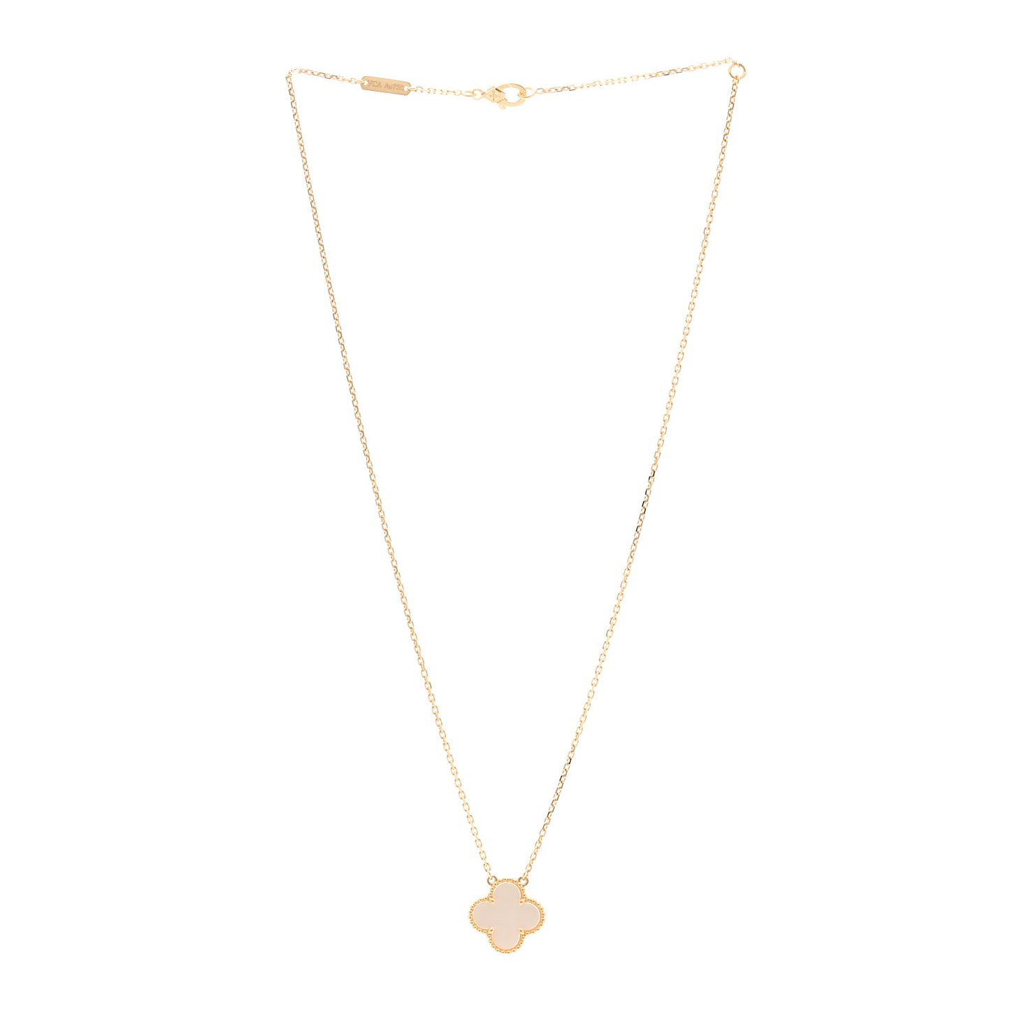 18K Yellow Gold Mother of Pearl Vintage Alhambra Pendant Necklace