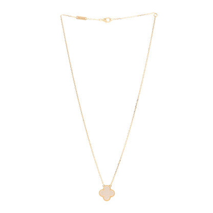 Van Cleef & Arpels 18K Yellow Gold Mother of Pearl Vintage Alhambra Pendant Necklace 3 of 6