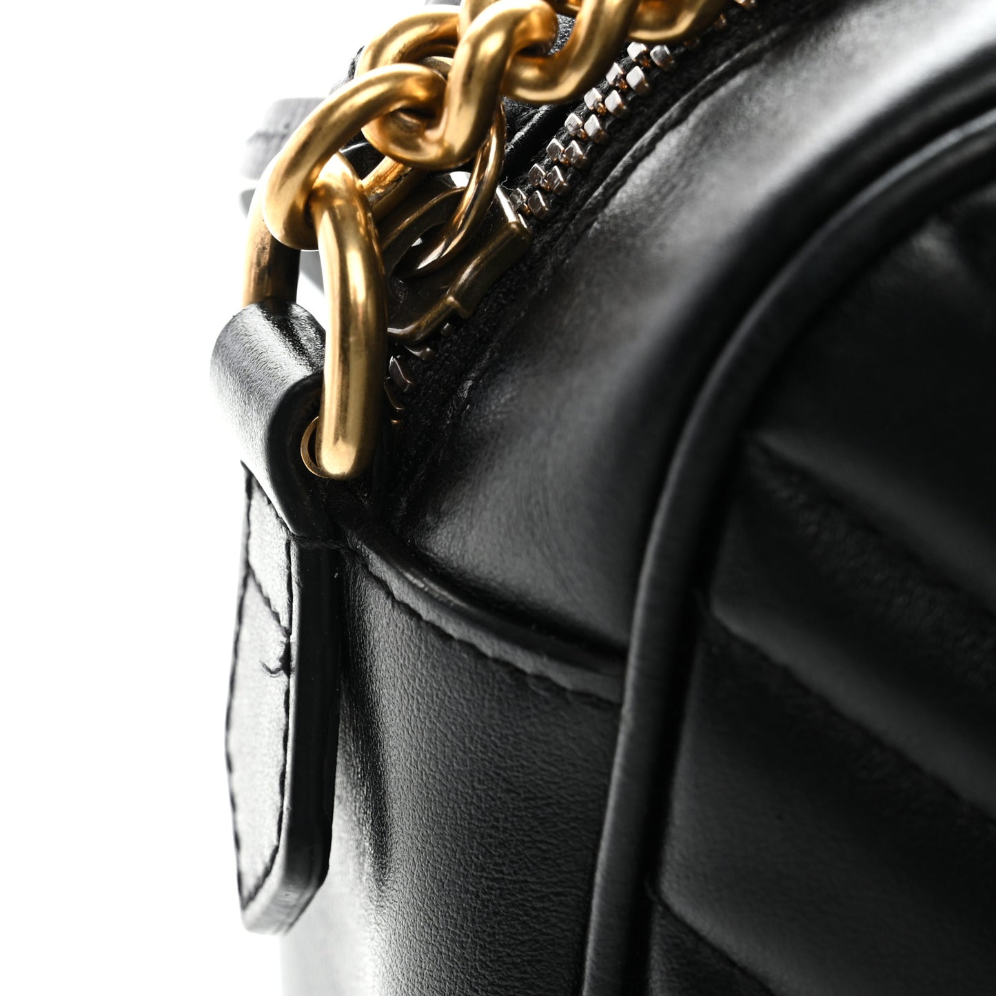Calfskin Matelasse Small GG Marmont Chain Shoulder Bag Black