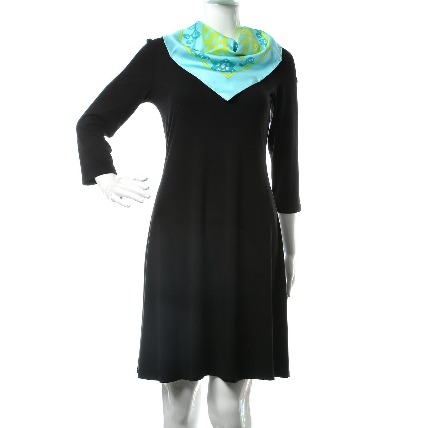 Silk L Annee du Rat Pocket Square Scarf Turquoise Vert Vif Aqua