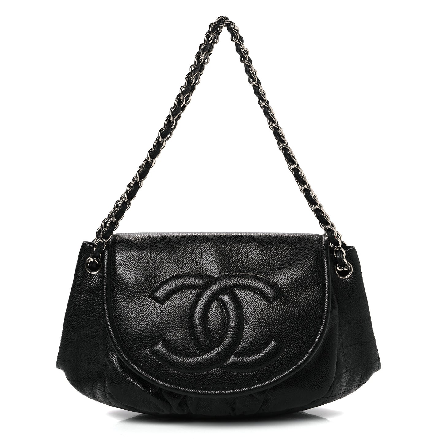 Caviar Half Moon Large Flap Black