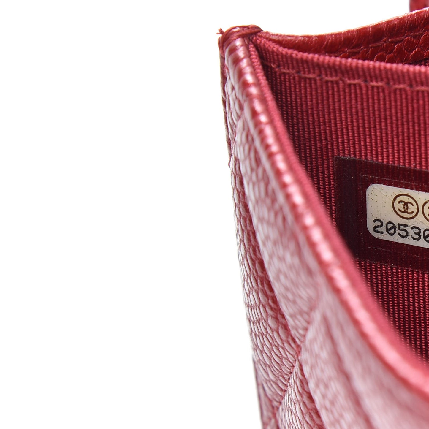 Caviar Quilted Flap Card Holder Wallet Red