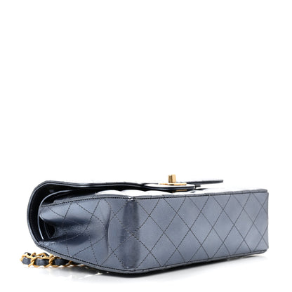 Chanel Metallic Lambskin Quilted Small Double Flap Dark Blue 4 of 12