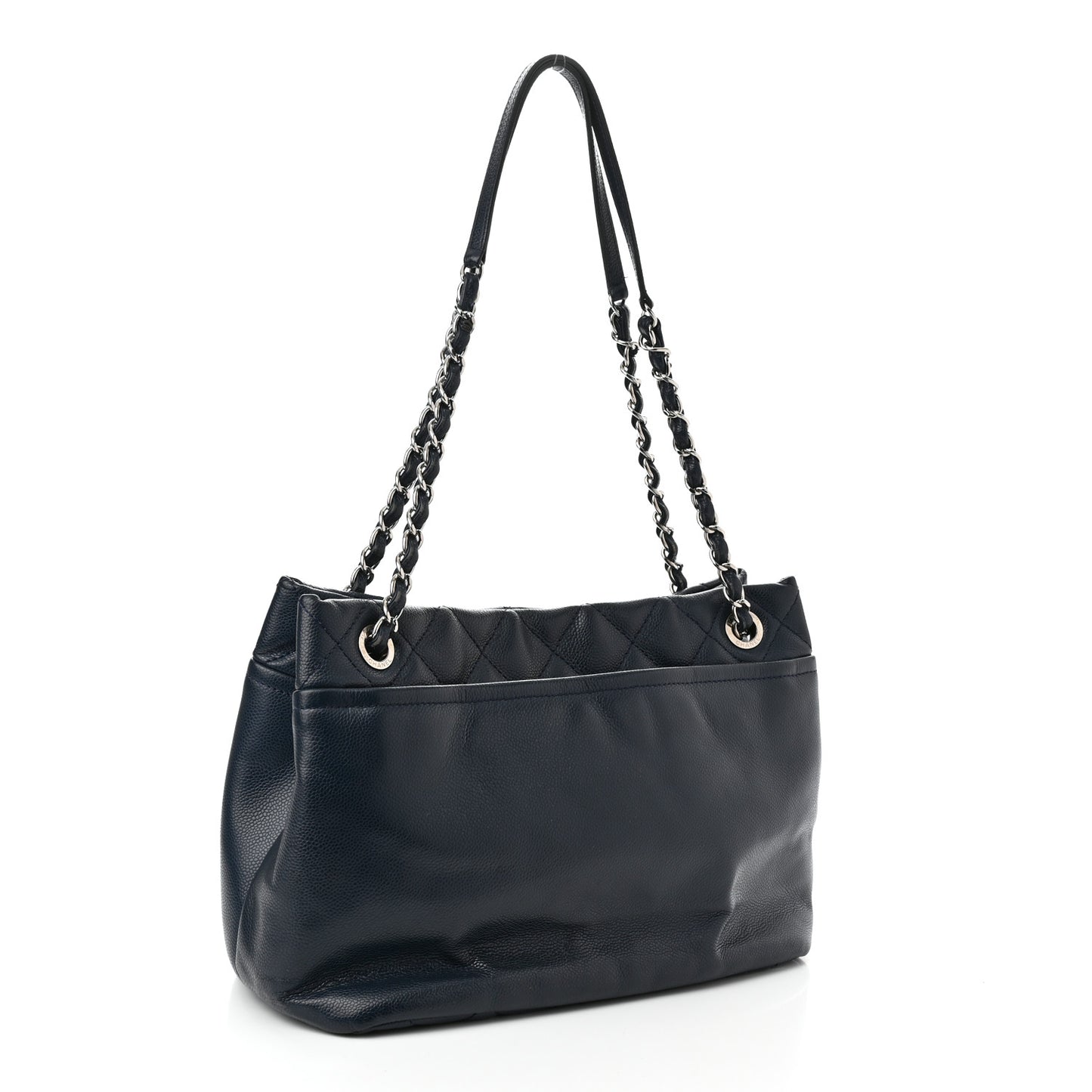 Caviar Quilted Timeless CC Soft Tote Navy Blue