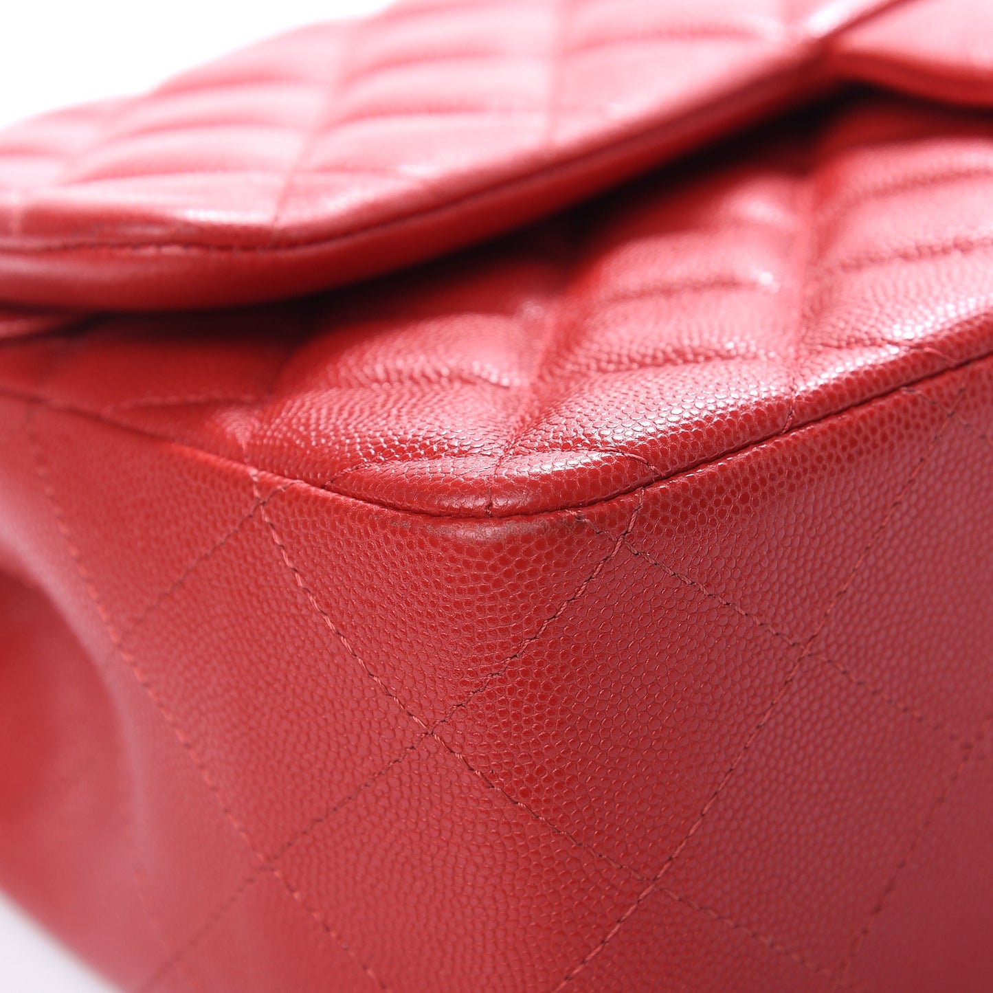 Caviar Quilted Jumbo Double Flap Red