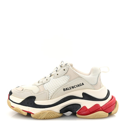 Balenciaga Fabric Mesh Womens Triple S Sneakers 35 Grey Red White 1 of 9