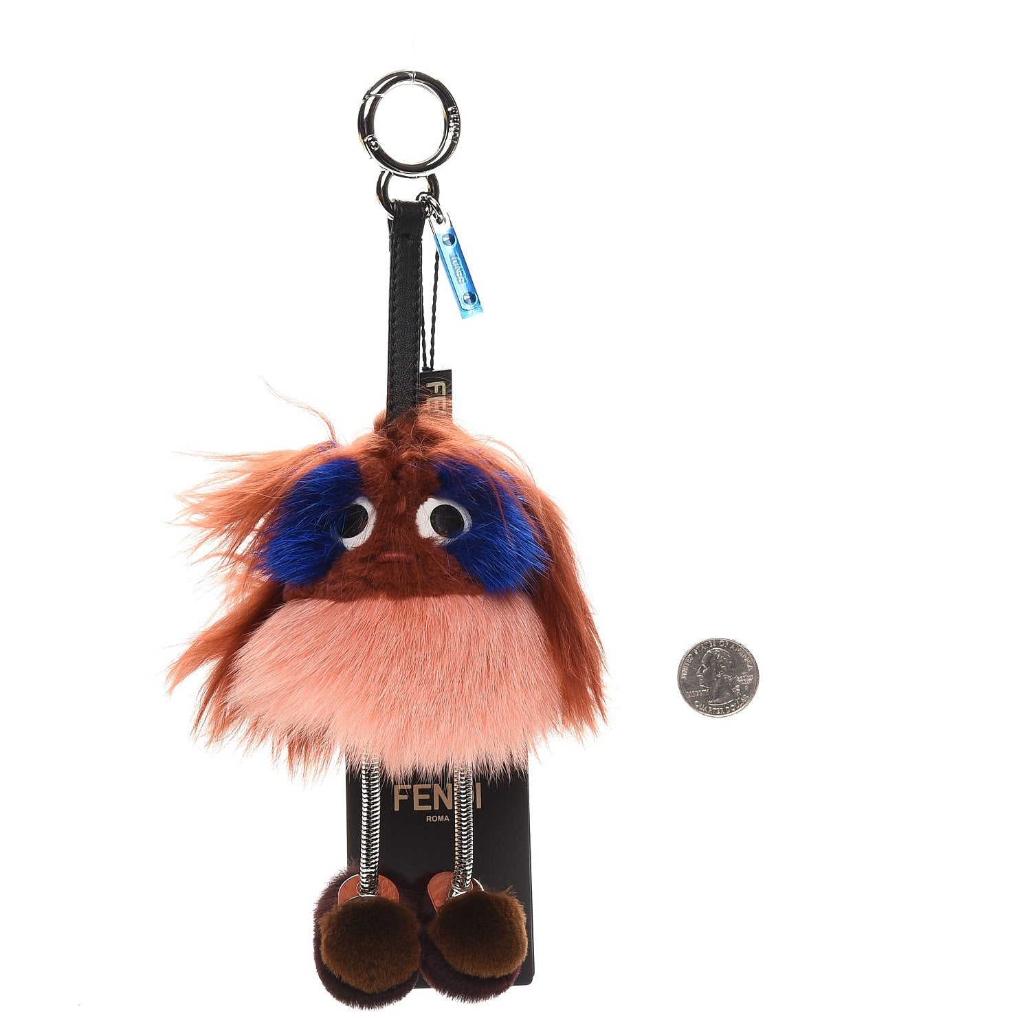 Fendi Mink Fox Fur Dad Wonders Bag Charm Peach Pink Rust 2 of 5
