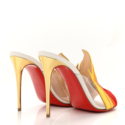 Christian Louboutin Suede PVC Flame Peep Toe Pumps 38 White Multicolor 5 of 8