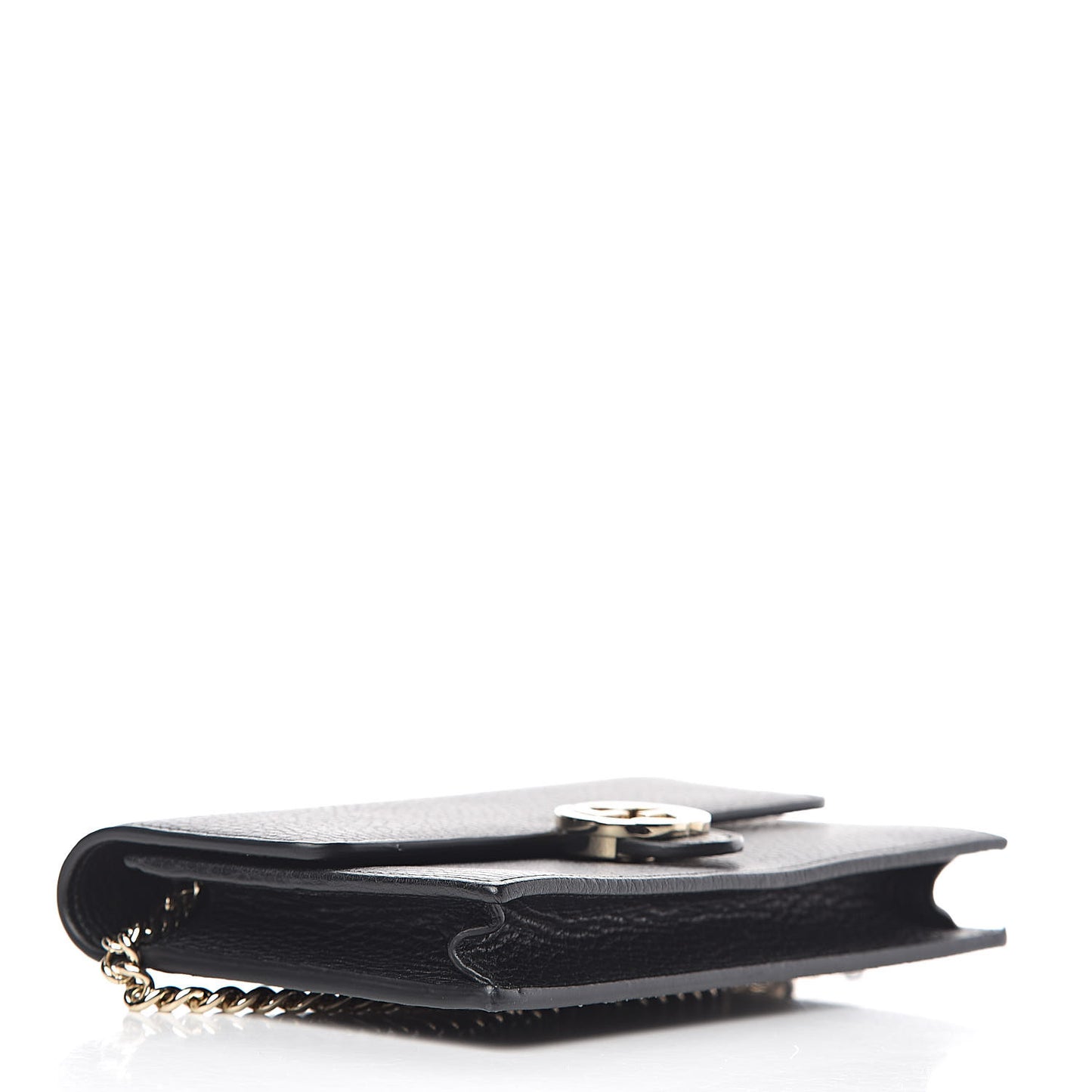 Dollar Calfskin Interlocking G Chain Wallet Black