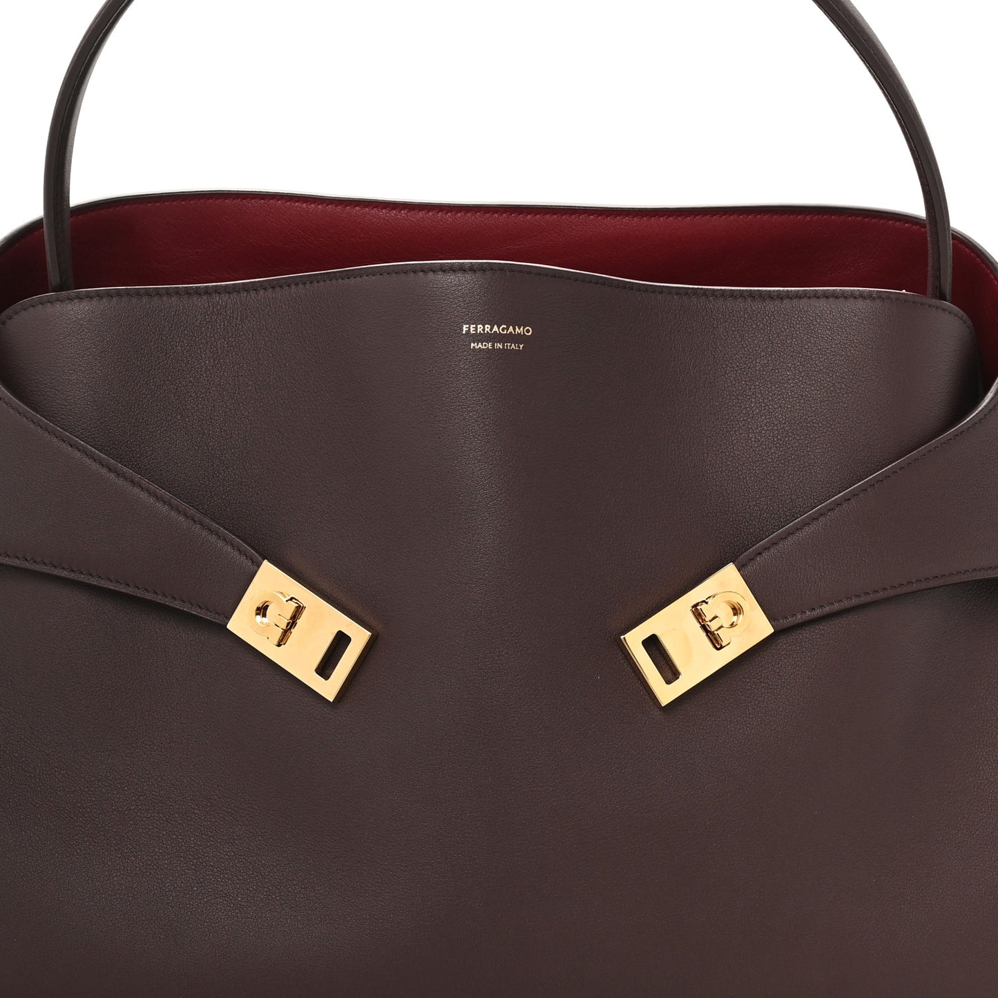 Calfskin Large Hug Soft Bicolor Shoulder Bag Oxblood