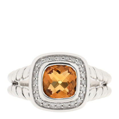David Yurman Sterling Silver Diamond Citrine 7mm Petite Albion Ring 49 5 1 of 4