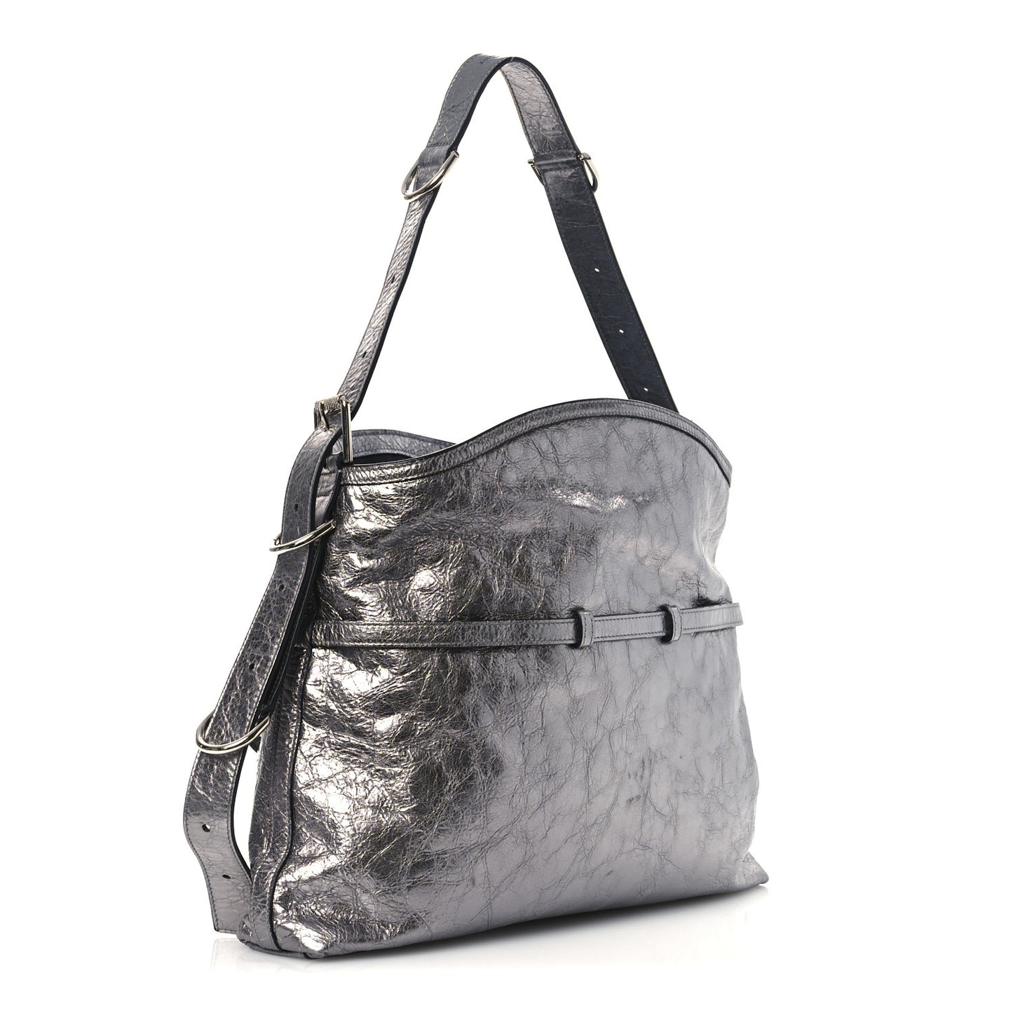 Metallic Calfskin Medium Voyou Bag Silver