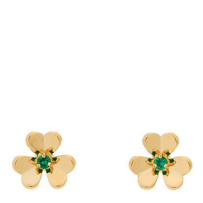 Van Cleef & Arpels 18K Yellow Gold Emerald Mini Frivole Earrings 1 of 5