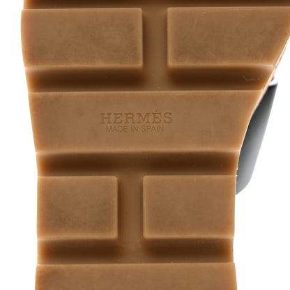 Hermes Calfskin Cork Eze 30 Sandals 37 Black 6 of 9