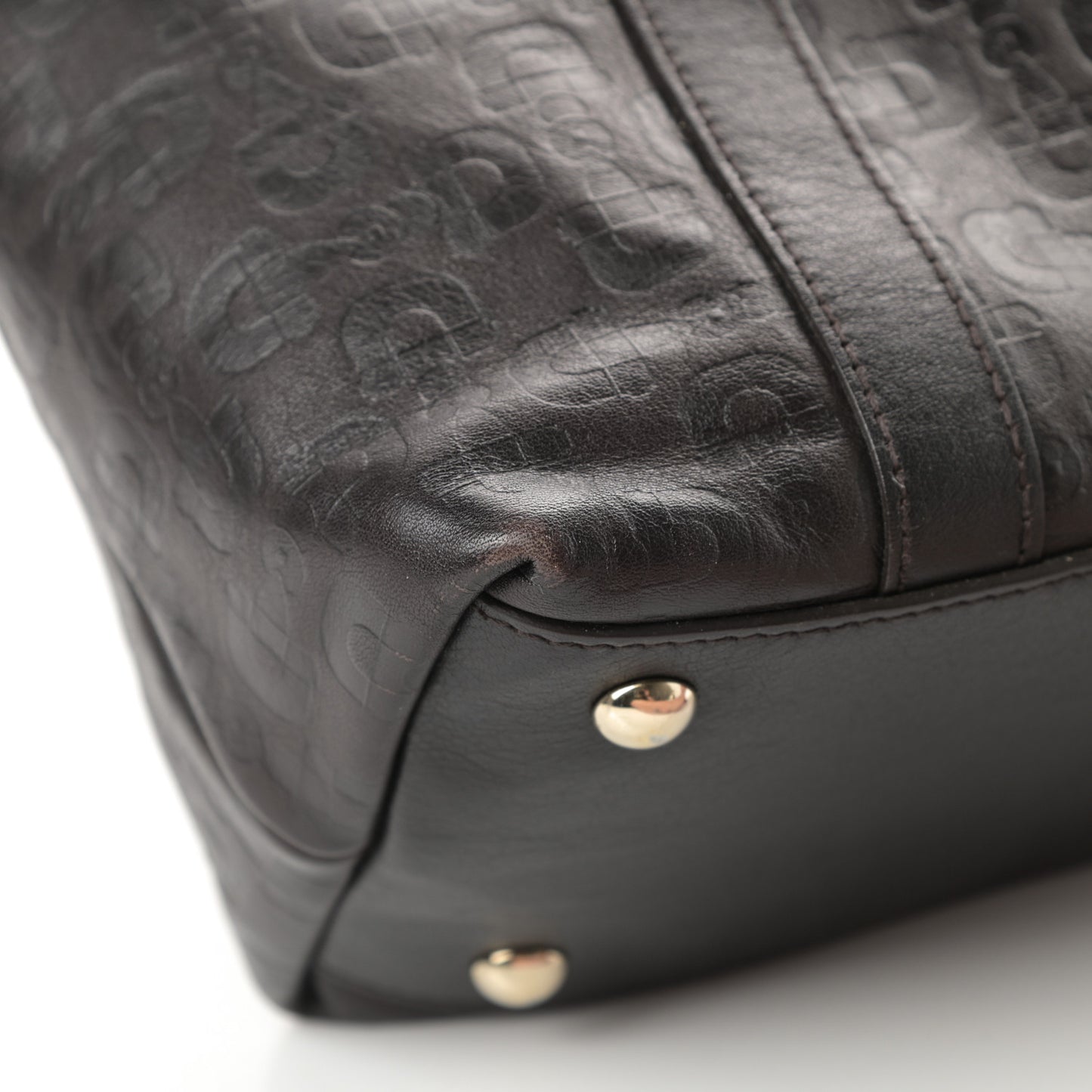Calfskin Horsebit Embossed Medium Abbey Tote Dark Brown