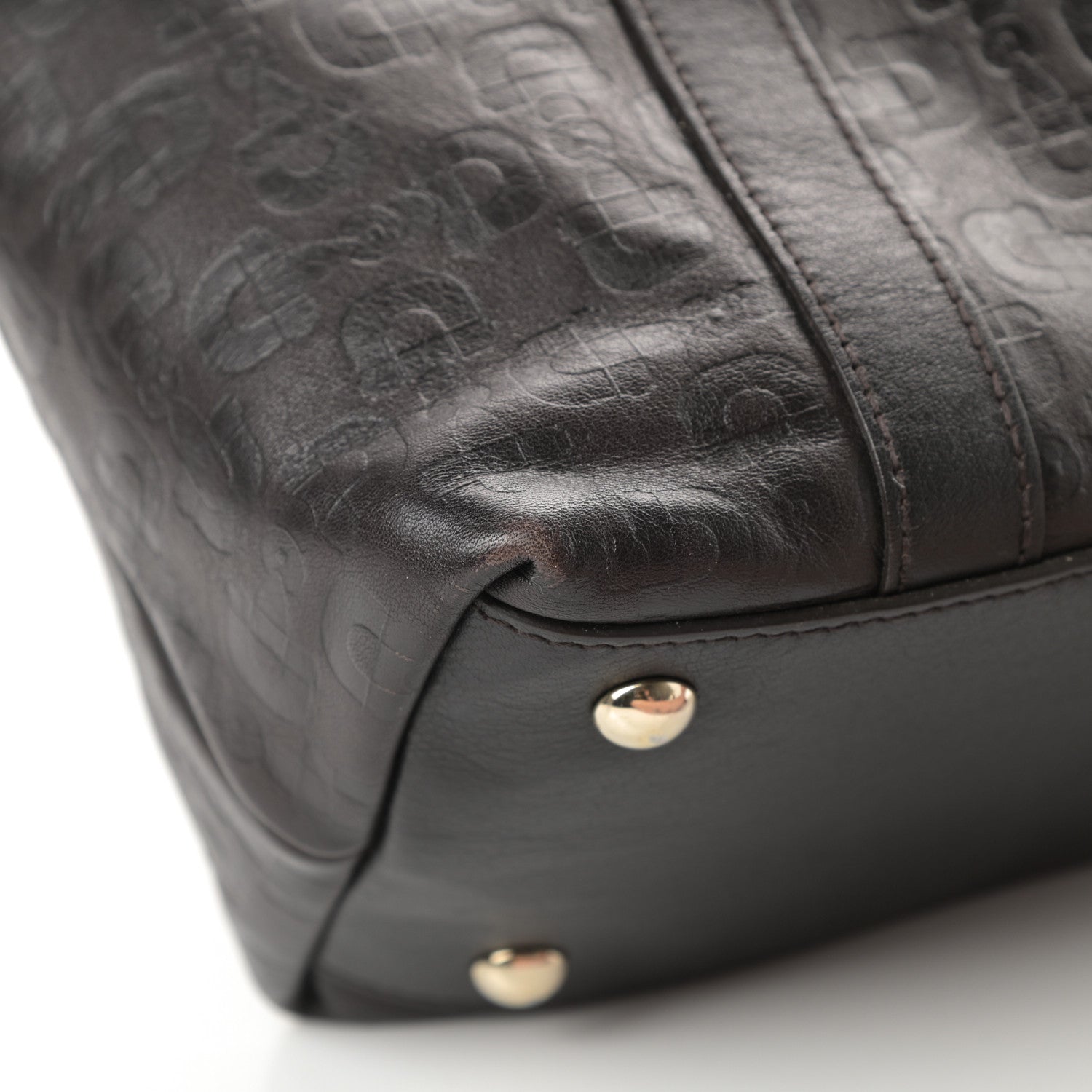 Gucci Calfskin Horsebit Embossed Medium Abbey Tote Dark Brown 12 of 14