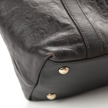 Gucci Calfskin Horsebit Embossed Medium Abbey Tote Dark Brown 12 of 14