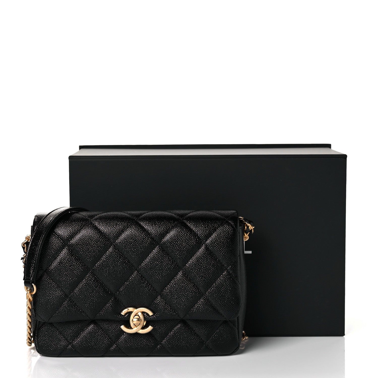 Chanel Shiny Caviar Quilted Small Chain Melody Flap Black 10 of 10