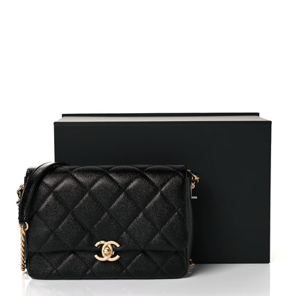 Chanel Shiny Caviar Quilted Small Chain Melody Flap Black 10 of 10