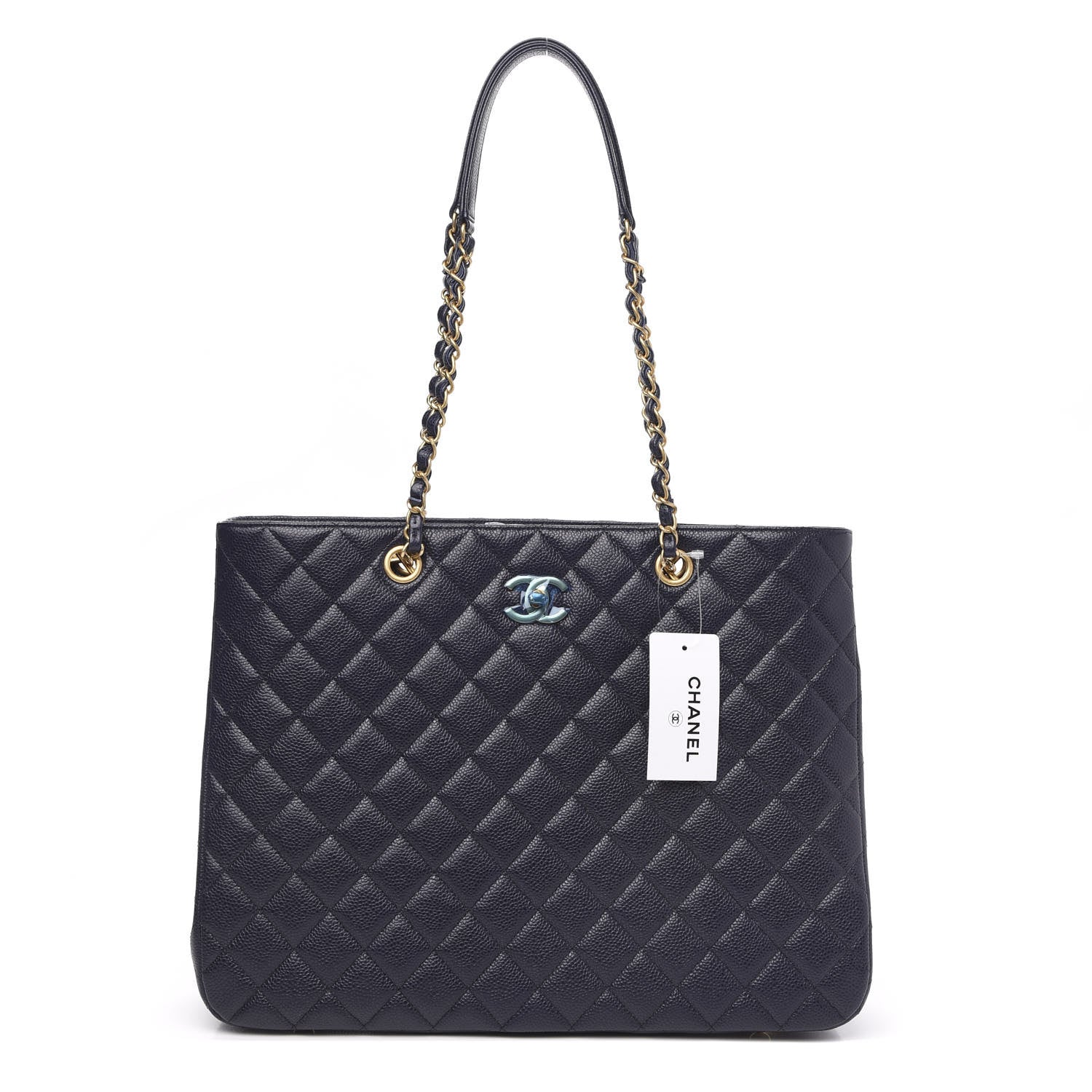 Chanel Caviar Quilted Large CC Shopping Tote Navy 1 of 11