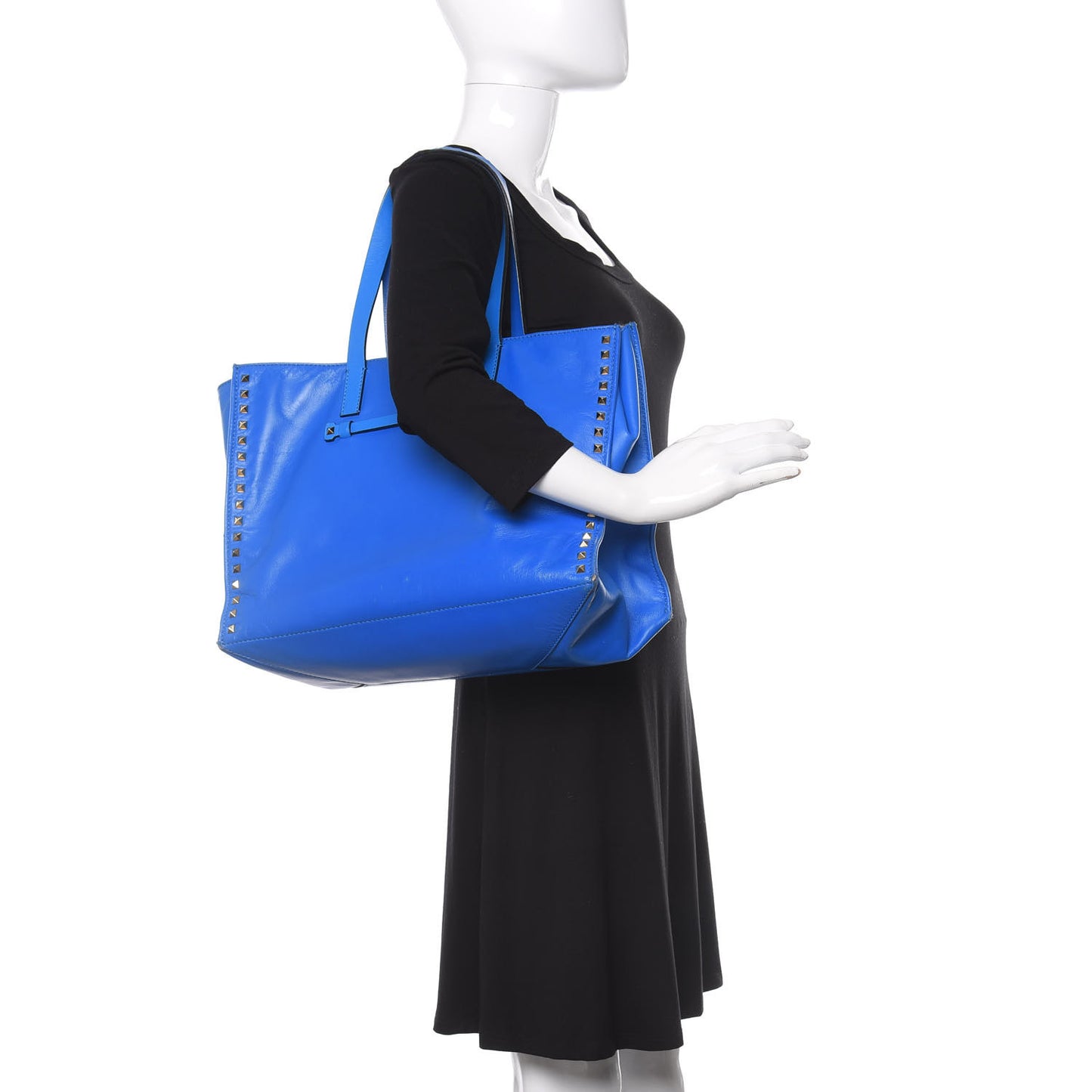 Nappa Medium Rockstud Soft Tote Blue Poudre