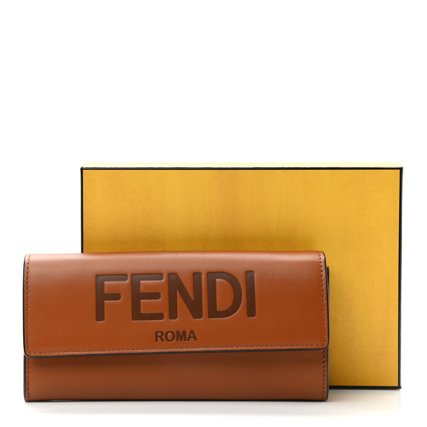 Vitello King Tamponato Logo Embossed Continental Wallet Cuoio
