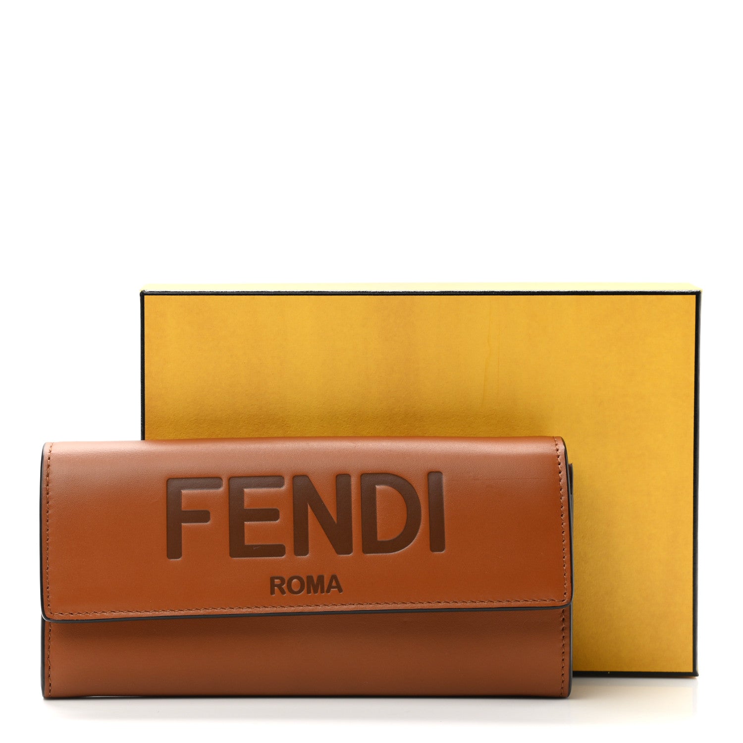 Fendi Vitello King Tamponato Logo Embossed Continental Wallet Cuoio 8 of 8