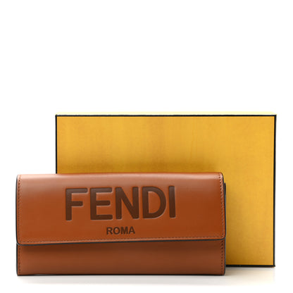 Fendi Vitello King Tamponato Logo Embossed Continental Wallet Cuoio 8 of 8