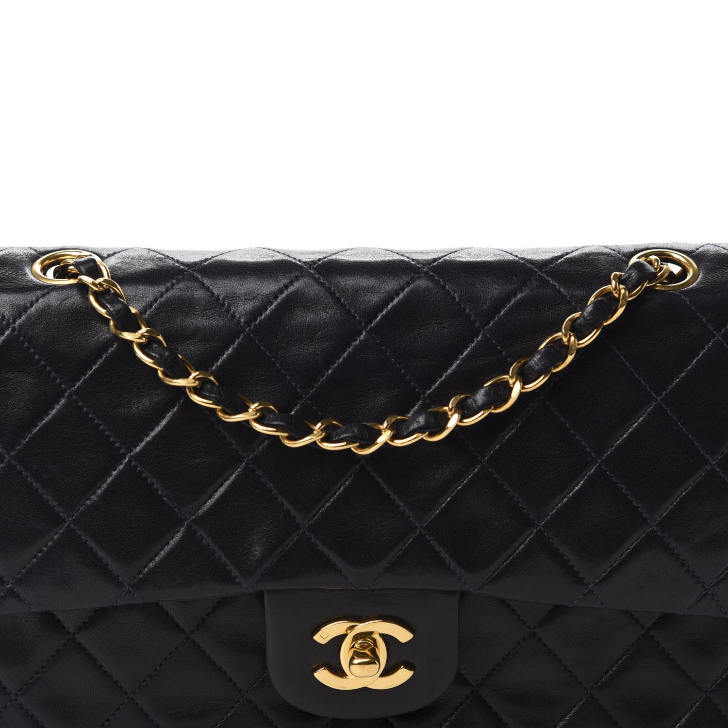 Chanel Lambskin Quilted Medium Double Flap Navy 13 of 13