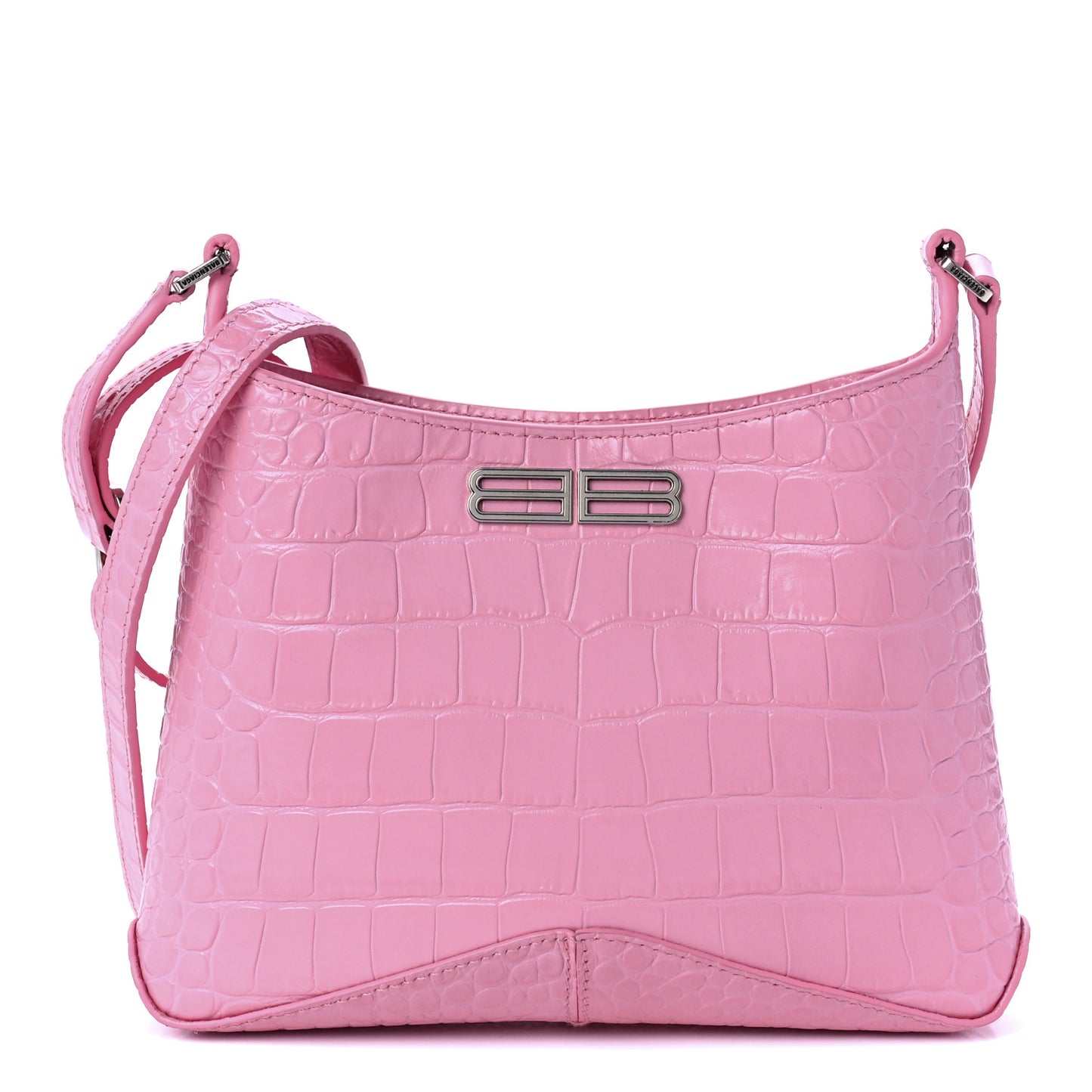 Shiny Super Supple Calfskin Crocodile Embossed Small XX Bag Sweet Pink