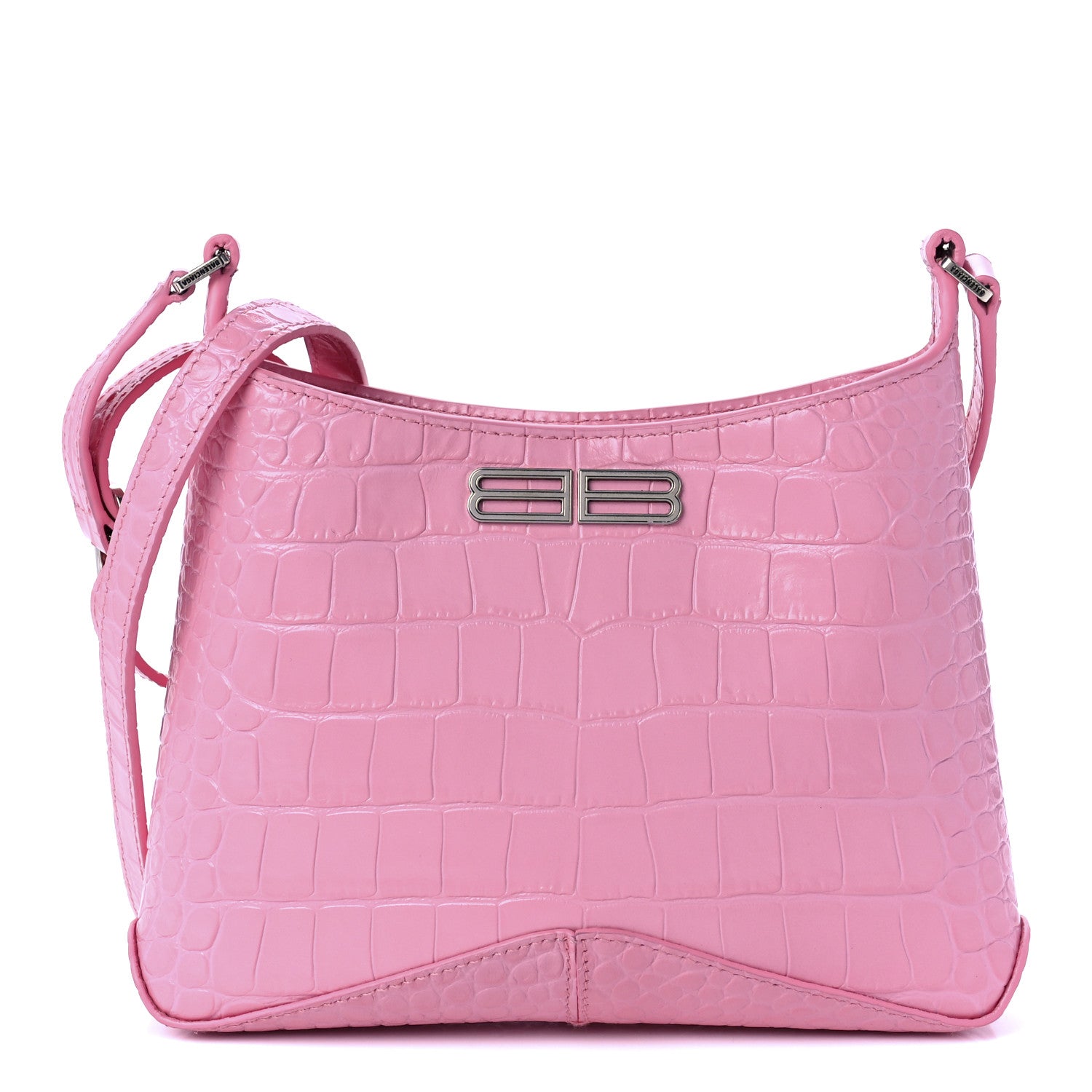Balenciaga Shiny Super Supple Calfskin Crocodile Embossed Small XX Bag Sweet Pink 1 of 8