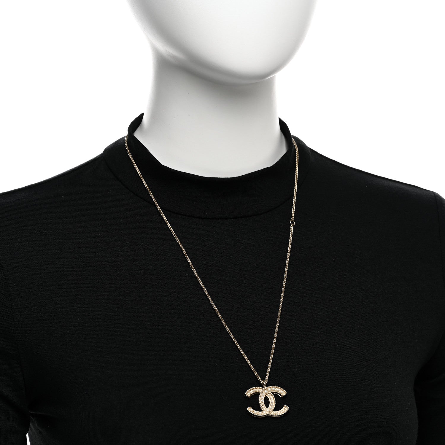 Chanel Pearl CC Pendant Necklace Gold 2 of 6