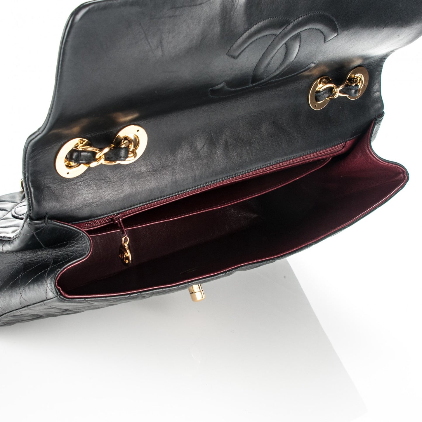 Lambskin Quilted XL Jumbo Single Flap Black