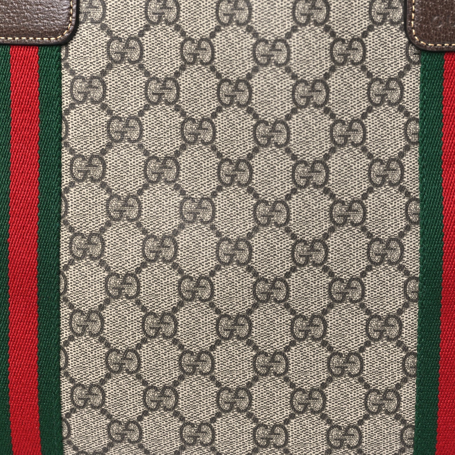 Gucci Tender GG Supreme Monogram Textured Dollar Calfskin Web Tote Beige Ebony New Acero 7 of 9