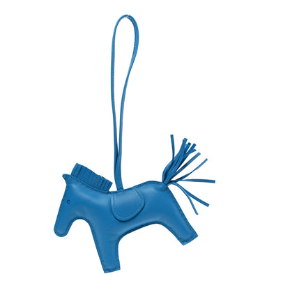 Hermes Milo Lambskin Grigri Rodeo Horse Bag Charm MM Bleu Zanzibar 1 of 5