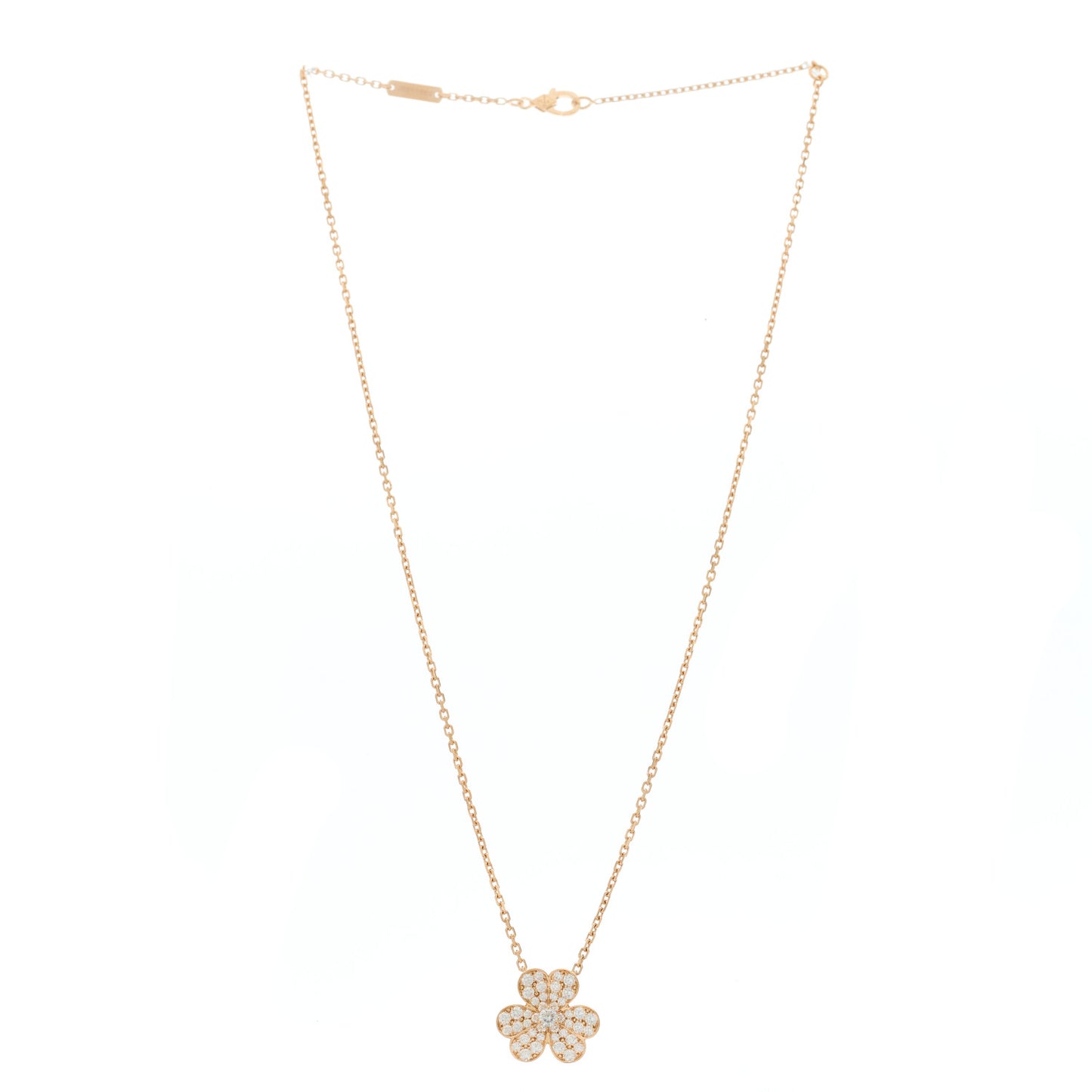 18K Rose Gold Diamond Small Frivole Pendant Pave Necklace