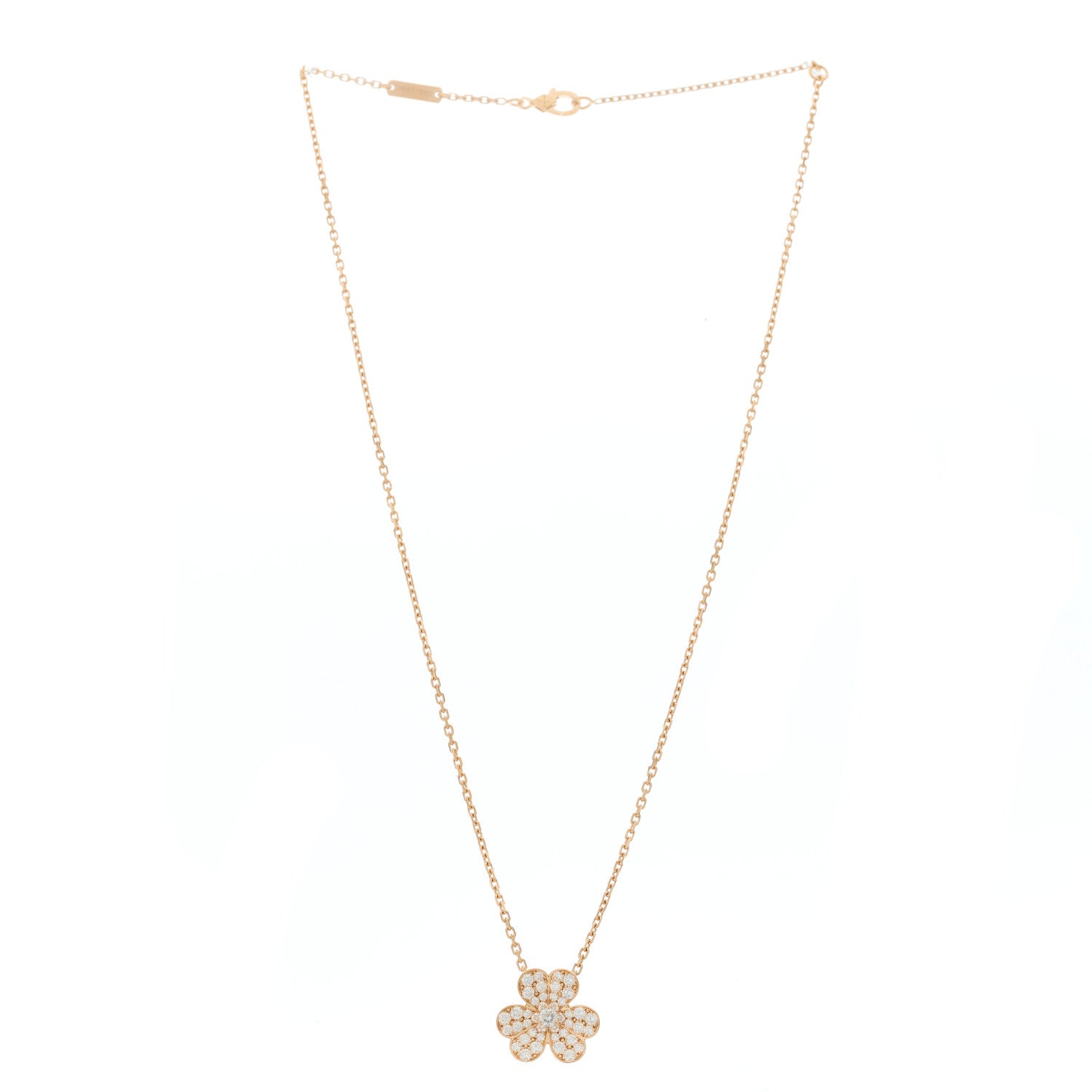 Van Cleef & Arpels 18K Rose Gold Diamond Small Frivole Pendant Pave Necklace 2 of 6
