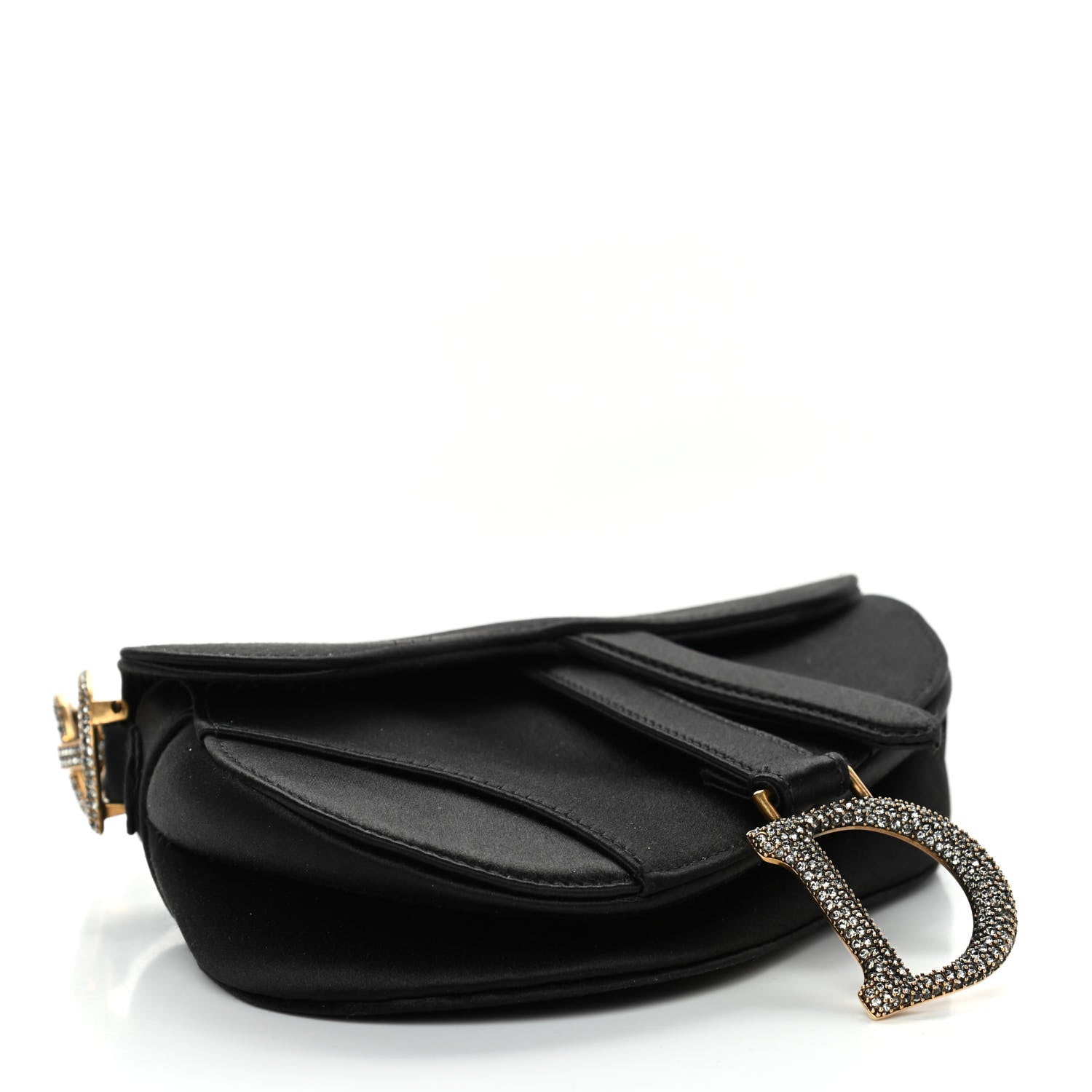 Christian Dior Satin Crystal Mini Saddle Bag Black 3 of 4