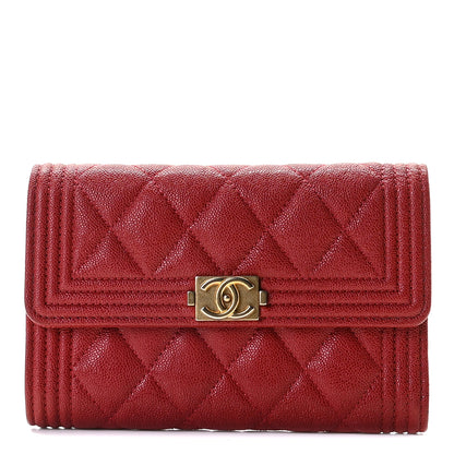 Chanel Caviar Quilted Medium Boy Flap Wallet Burgundy 1 of 8