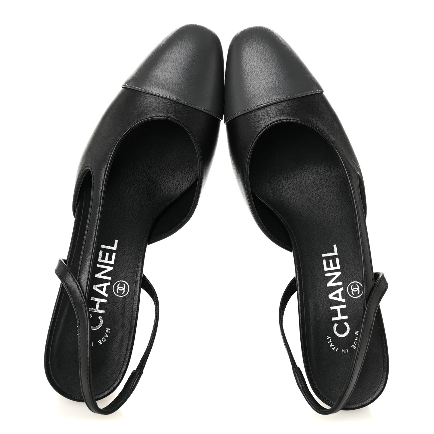 Lambskin Cap Toe CC Slingback Pumps 35.5 Black Dark Grey