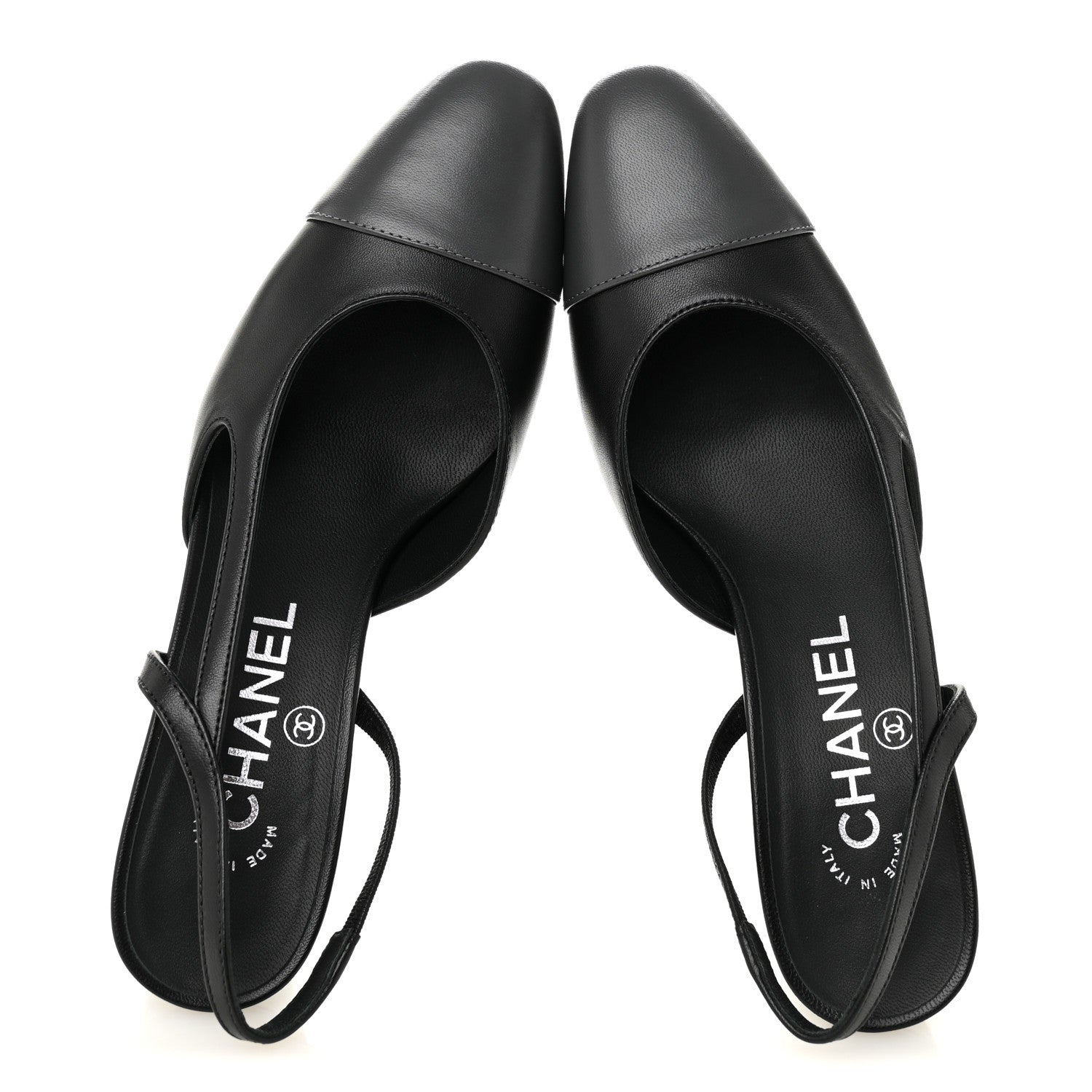 Chanel Lambskin Cap Toe CC Slingback Pumps 35.5 Black Dark Grey 2 of 8