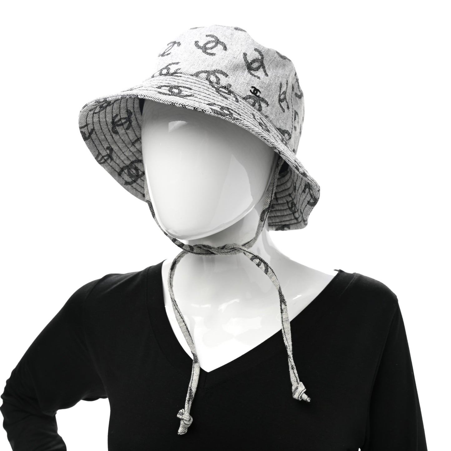 Denim CC Bucket Hat M White Black