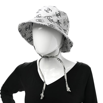 Chanel Denim CC Bucket Hat M White Black 2 of 8