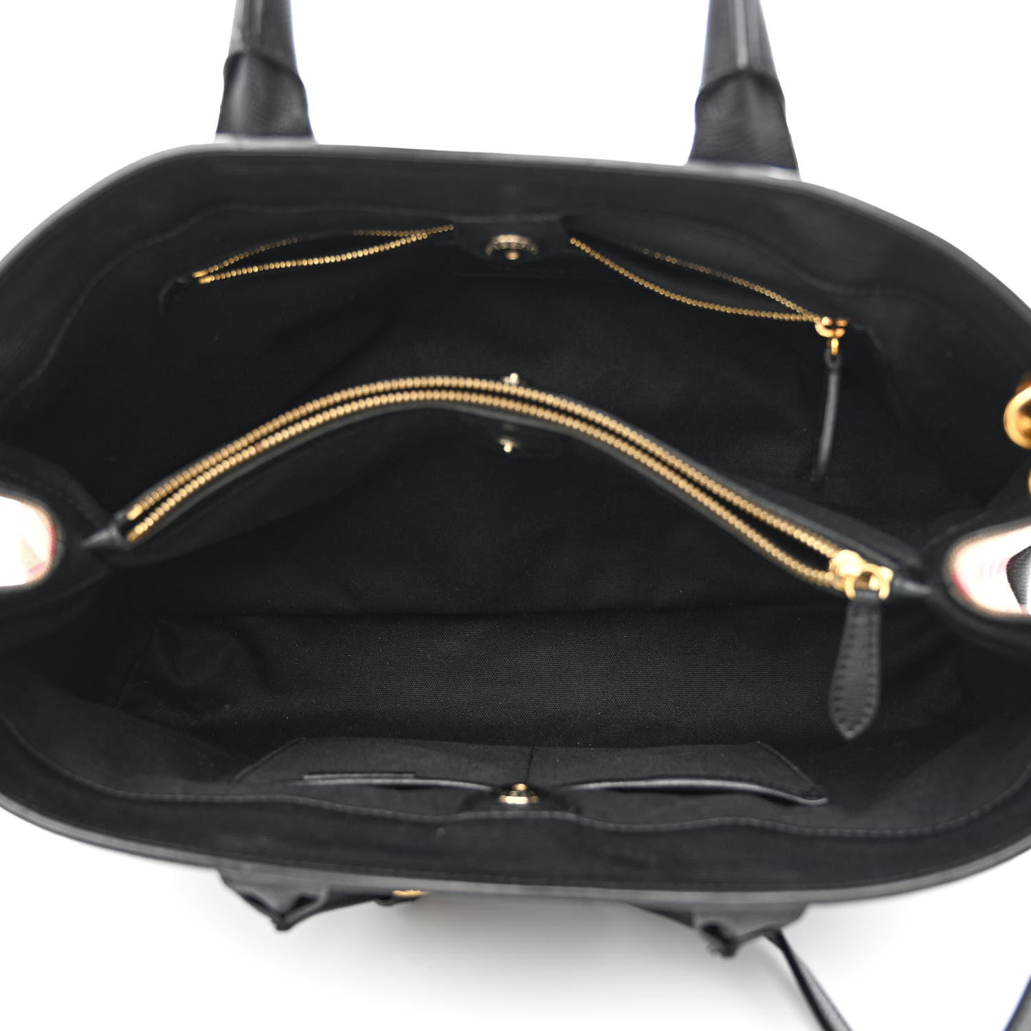 Burberry Grainy Calfskin House Check Large Banner Tote Black 7 of 21